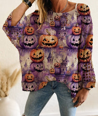 Four Seasons Off-neck Diamond Hollow Batwing Long Sleeve
