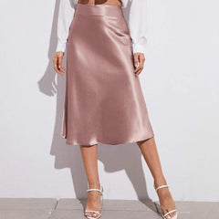 High-waist Satin Midi Skirt Spring Women
