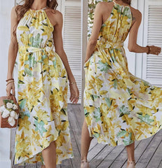Print Halterneck Boho Dress Leisure Vacation