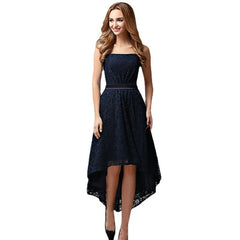Temperament Lace Wrapped Chest Solid Color Slim Tail Cocktail Dress