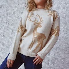 Round Neck Long Sleeve Knitted Christmas Sweater