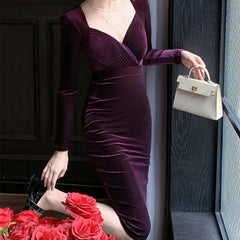 Purple Velvet Bottom Dress
