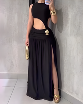Sleeveless Backless Slit Dress