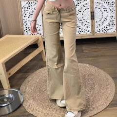 Retro Low-Waist Slimming Drapey Straight-Leg Pants