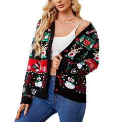 Loose Knitted Cardigan Sweater Coat Casual Long-sleeved Christmas Sweater
