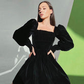 Velvet Red Cocktail Dress A-line Skirt