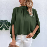 And Irregular Lace-up Half-turtleneck Shirt