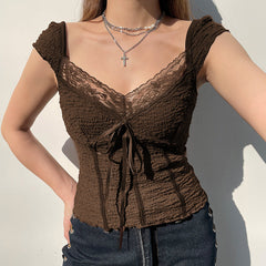 Brown Vintage Bow Top