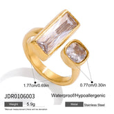 Uworld Minimalist Classic 18K Gold-Colored Stainless Steel SquareRound Zircon Rings Trendy Waterproof Womens Everyday Jewelry