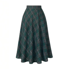 High Waist Casual Loose Plaid Midi Dress