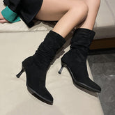 Womens Thickened Pointed-toe High-heeled Ankle Boots