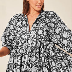 Floral Loose Large Size Casual Dresses With Medium Sleeves