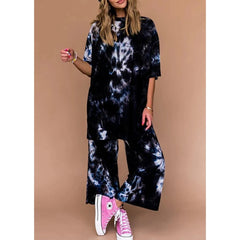 Izara Two-Piece Prints Casual Tee and Pants Set