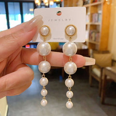 Elegant Long Pearl Earrings Women