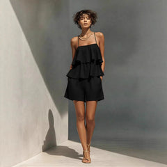 Multi-layer Ruffle Loose Camisole And Shorts Set