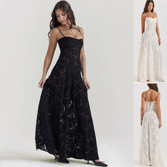 Suspender Lace Long Dress Strapless Collar Elegant Evening Dresses For Women