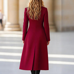 Double Breasted Long Coat Reversible Woolen Jacket