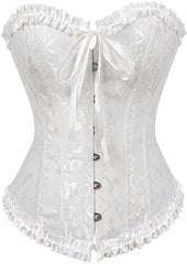 Frill Trim Lace Up Back Corset