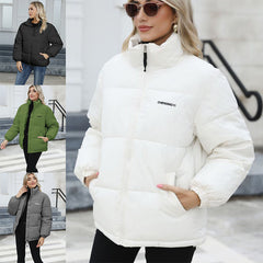 Coat Casual Windproof Down Cotton Coat Warm Thickened Jacket Solid Outwear All-match Loose Tops Clothing