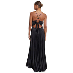 Suspender-Strap Lace-Up Casual Dress