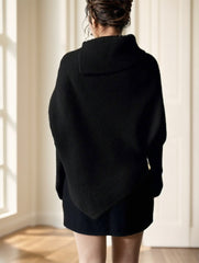 Black Asymmetrical Turtleneck Sweater