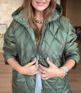 Jacket Casual Rhombus Quilted Hooded Lightweight Jacket For Women