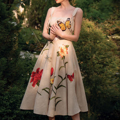 Stylish Floral Vintage Sling Dress