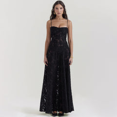 Suspender Lace Long Dress Strapless Collar Elegant Evening Dresses For Women