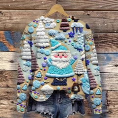 Pullover Christmas Pattern Round Neck Sweatshirt