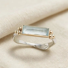 Geometric Quadrilateral Diamond-Encrusted Ring
