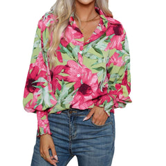 Printing Lantern Sleeve Shirt Women