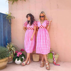 Design-Driven Niche Thin Plaid V-Neck Dress