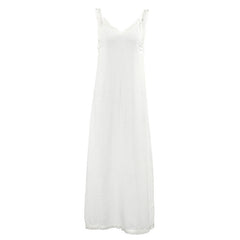 Double-layer Crepe Cotton White Split Dress