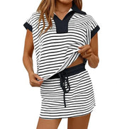 V-neck Loose Short-sleeve Set