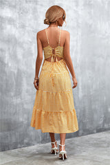 Back Strap Lace-up Midi Dress