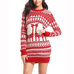 Slim Long Sleeve Fawn Christmas Sweater