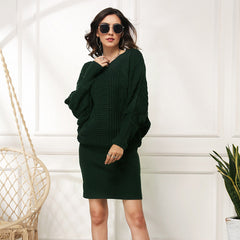 Plus Size Loose Batwing Sleeve Dress Sweater