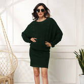 Plus Size Loose Batwing Sleeve Dress Sweater