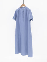 Short Sleeve Linen Dress Loose Casual Lace Up Midi Skirt