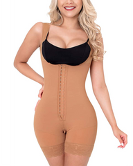 2724 BodyShaper Lace Butt Lifter HOOK AND EYE CLOSURE OPEN BUST Tummy Control Adjustable Wide Shoulder Strap Shapewear