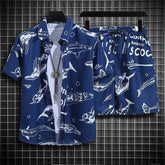 Ins Printed Shirt Beachwear Casual Shorts Suit