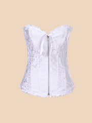 Brocade Sweetheart Corset With Ruffle Trim
