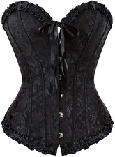 Frill Trim Lace Up Back Corset