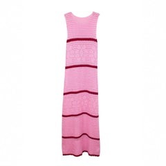 Knitted Sweater Contrast Color Vest Hollow Dress