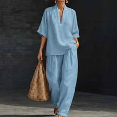 Casual Simple Linen Two-Piece Set