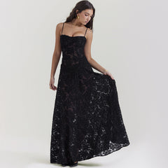 Suspender Lace Long Dress Strapless Collar Elegant Evening Dresses For Women