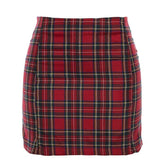 Style Foreign Trade Plaid Hem Slit Bag Hip Thin Skirt Short Skirt