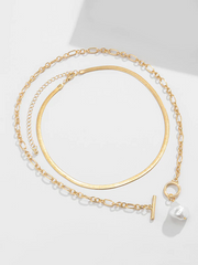 Fashion Hip-Hop OT Buckle Flat Ssnake Bone Necklace