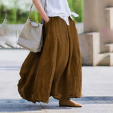 Bohemian Beach A-Line Dress Elastic Waist Flowy Long Maxi Skirt With Pockets