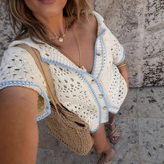 All-matching Lace Cutout Knitted Cardigan Top